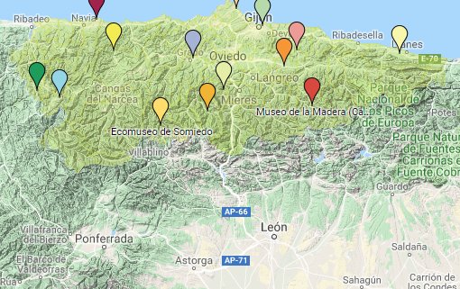 Mapa de la Red de Museos Etnográficos de Asturias